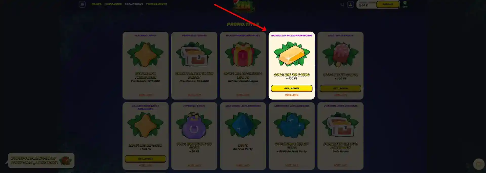 Highroller-Willkommensbonus