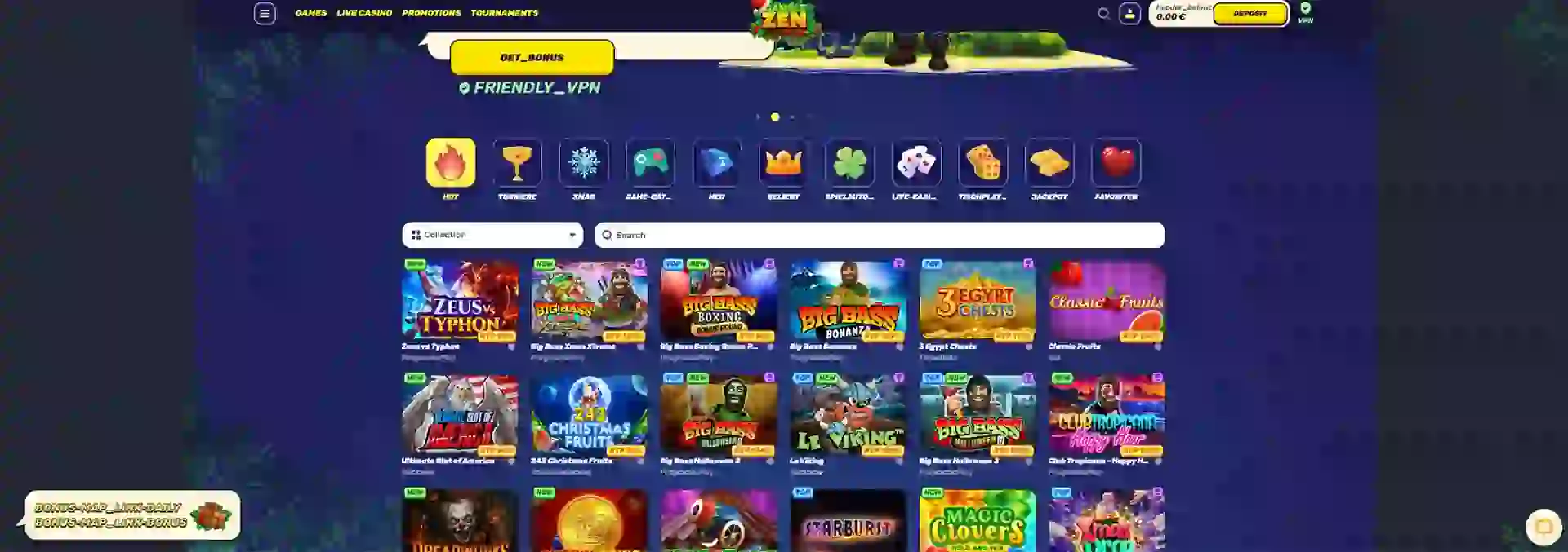 Sammlung von Glücksspielen