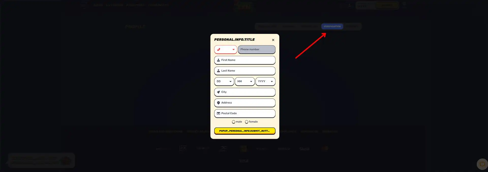 Verifizierungsformular